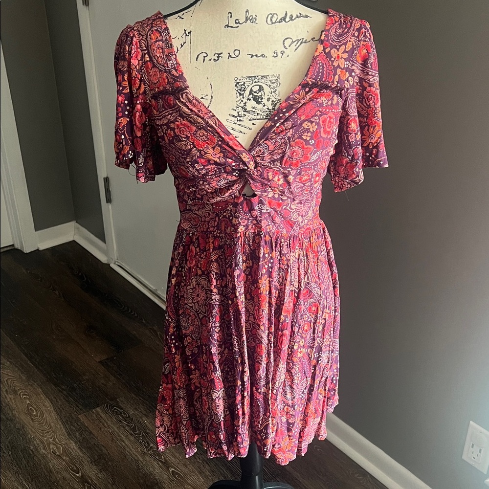 NWOT Angie Pink and Purple Floral Mini Dress
